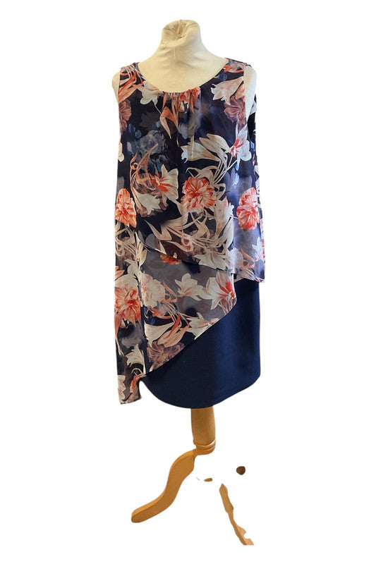 Wallis Dress navy floral sleeveless size 12 9797LOT