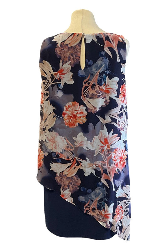 Wallis Dress navy floral sleeveless size 12 9797LOT
