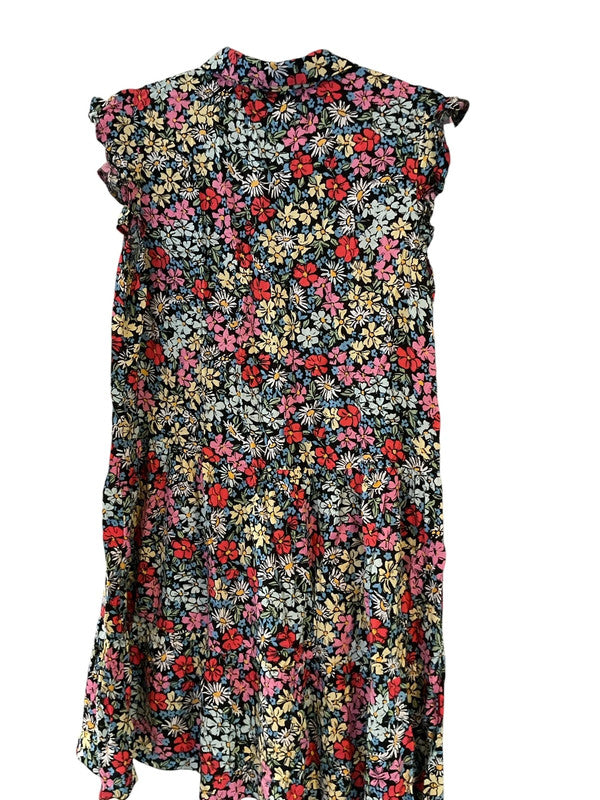 Papaya Ruffle Black Print Midi Dress-Size 12 9809PFU