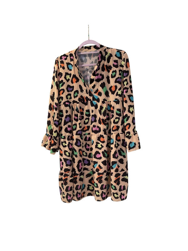 Made in Italy Babydoll Beige printed dress-Size XL 9807PFU