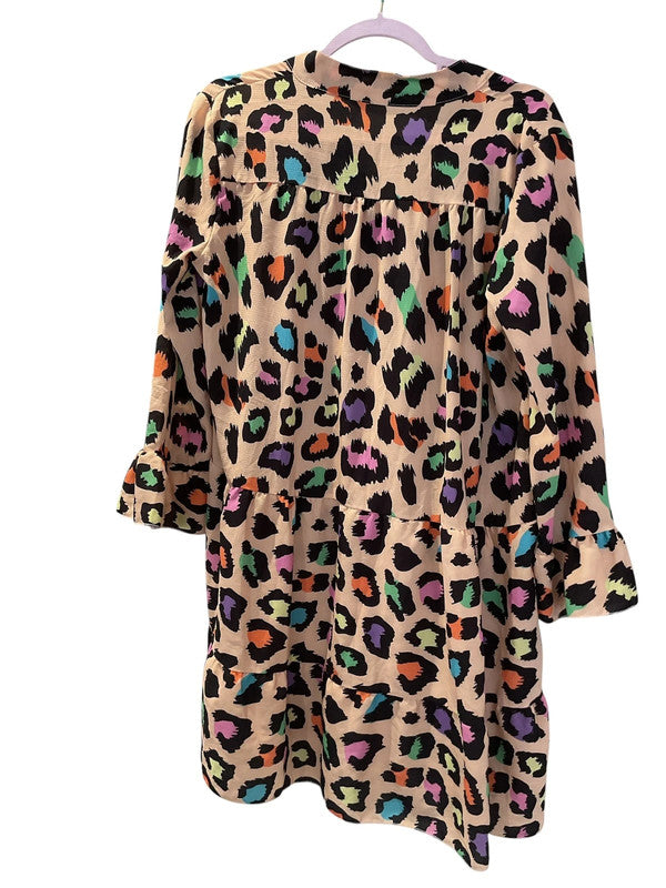 Made in Italy Babydoll Beige printed dress-Size XL 9807PFU
