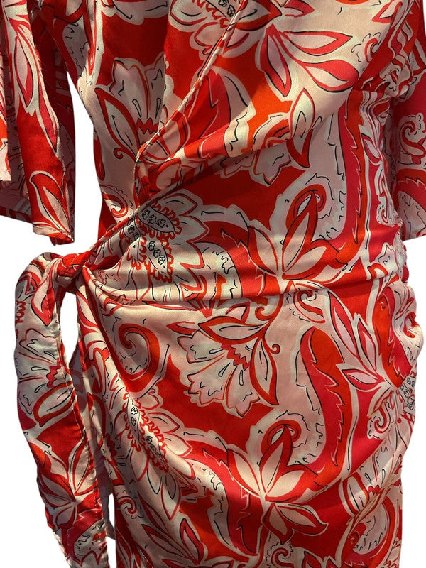 Insta Girl Boho Mini Printed Wrap Dress-Size M 9813PFU