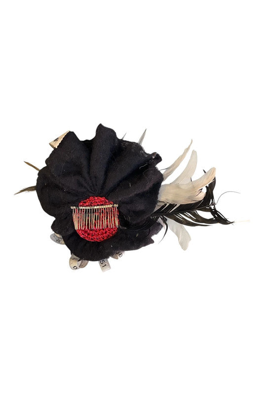 Feather fascinator black & white