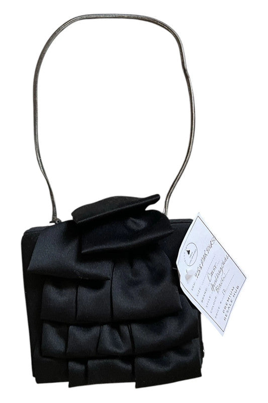 Coast Hand bag clutch black satin bow 9288MAR