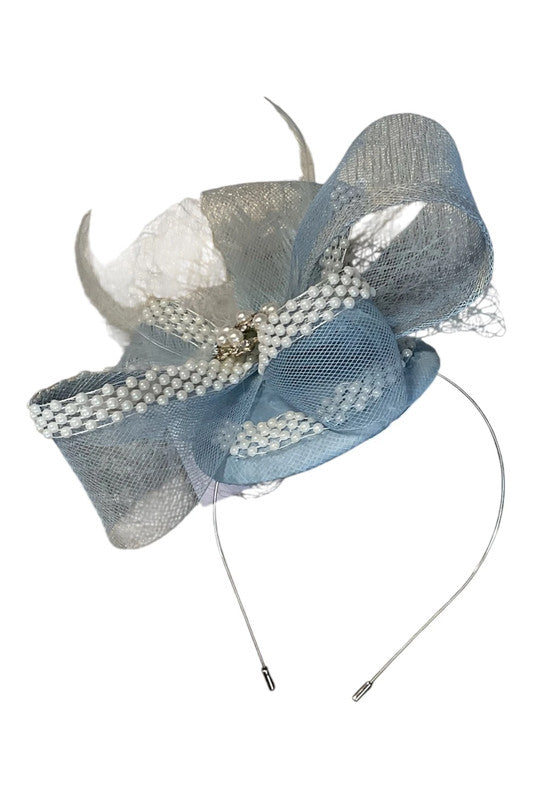 Fascinator light blue with pearls  9237MAR