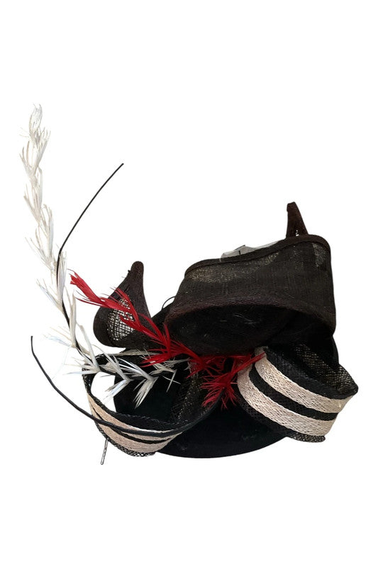 Fascinator hat black & brown 2931