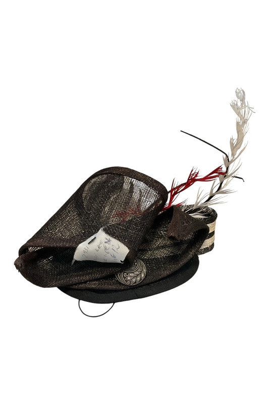 Fascinator hat black & brown 2931