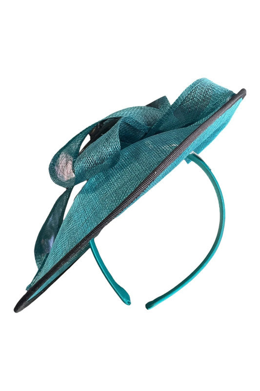 Gold fascinator hat  teal blue  6864DD
