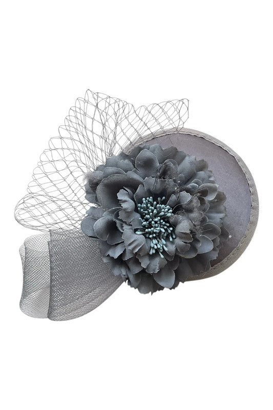 Fascinator hat grey blue 9076JC