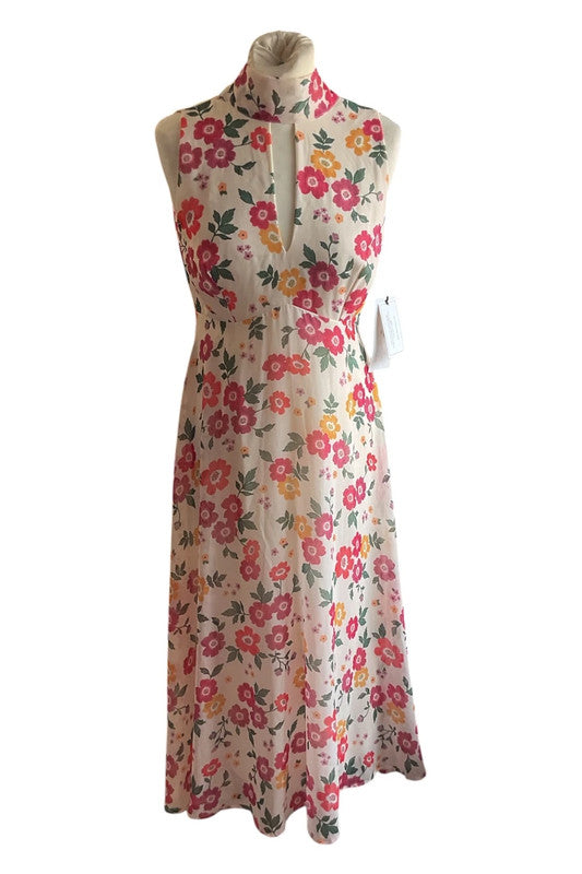 Maru’ Atelier dress midi cream print size 10 9824TF