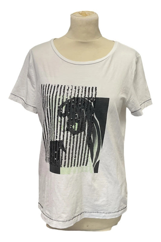 Taifun T-shirt white graphic tee size 12 9829MOD