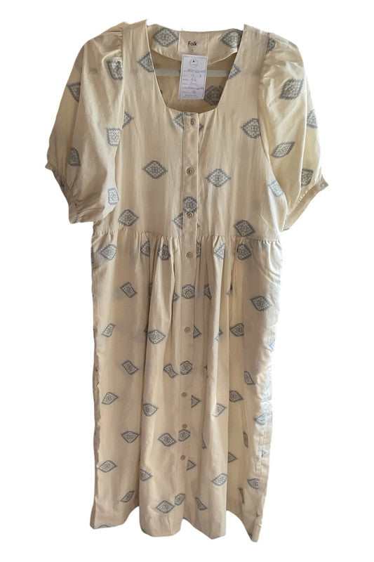 Folk dress cream and light blue Size 2 (12)