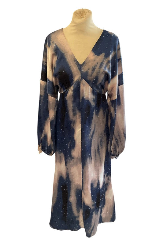 Girl In Mind Dress blue print size 8 9844TEB