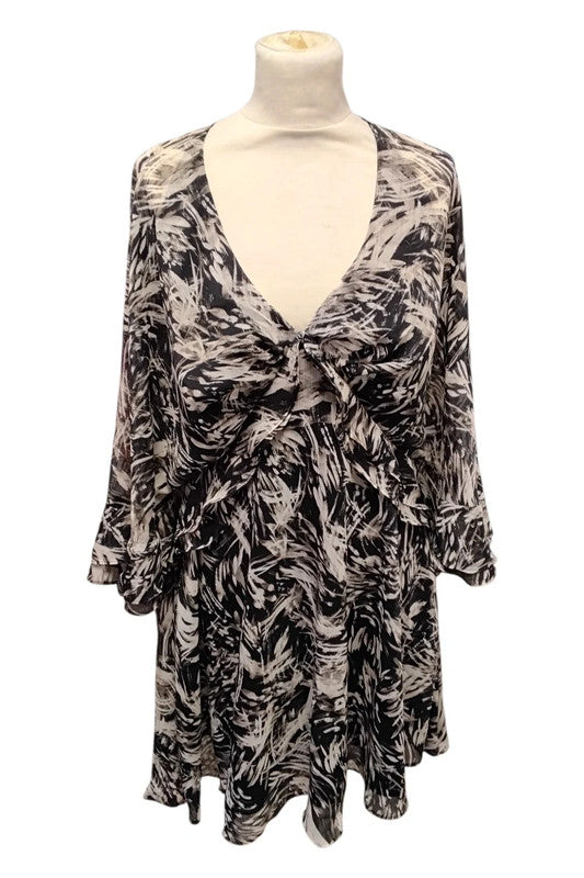 River Island Blouse Black&Tan Sz 16 9838MVE
