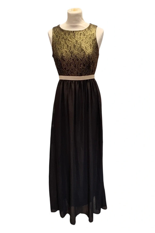 Boohoo Dress Formal Black&Gold Sz 10 9841TEB