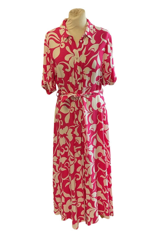 F&F Dress pink print maxi size 12 9846DUF