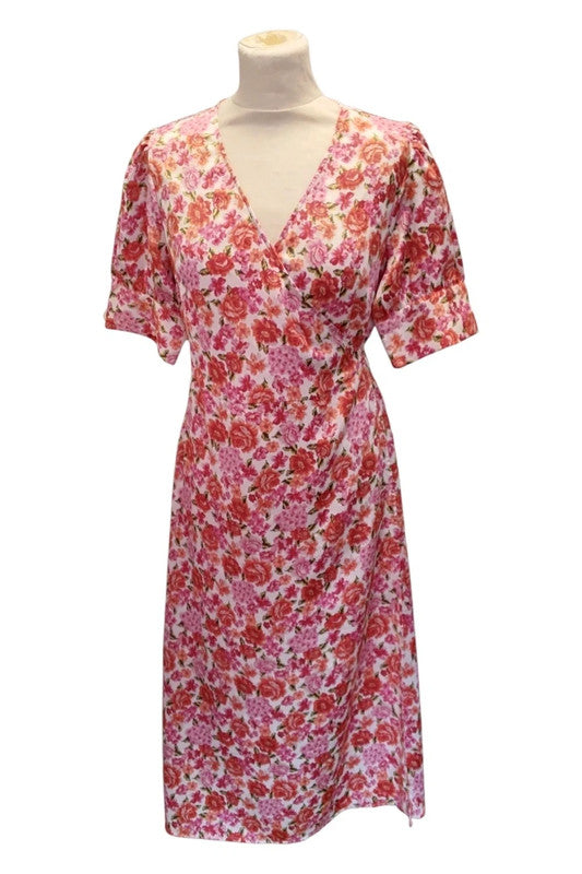 Vila Dress Pink Print Sz 38/10 9847DUF