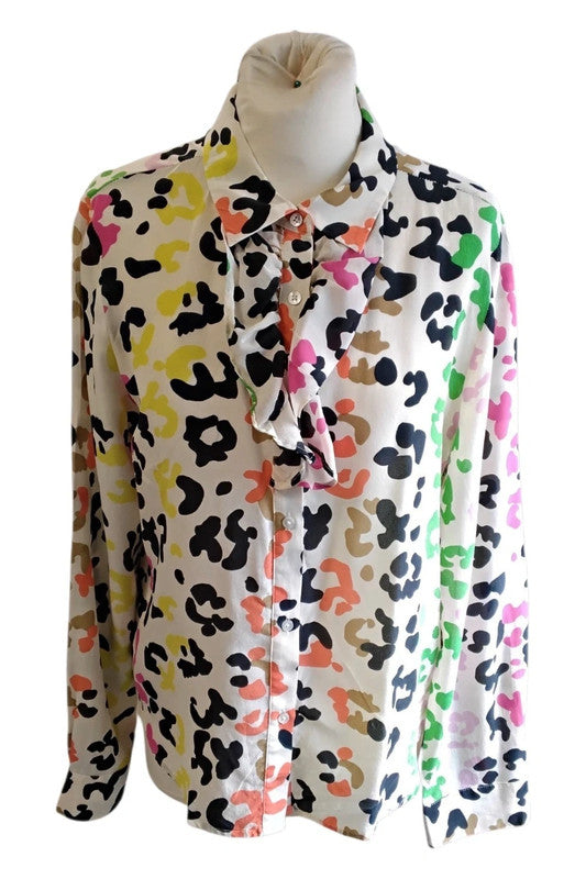 Essentiel Shirt Beige Print Sz 40/12 9866HGI