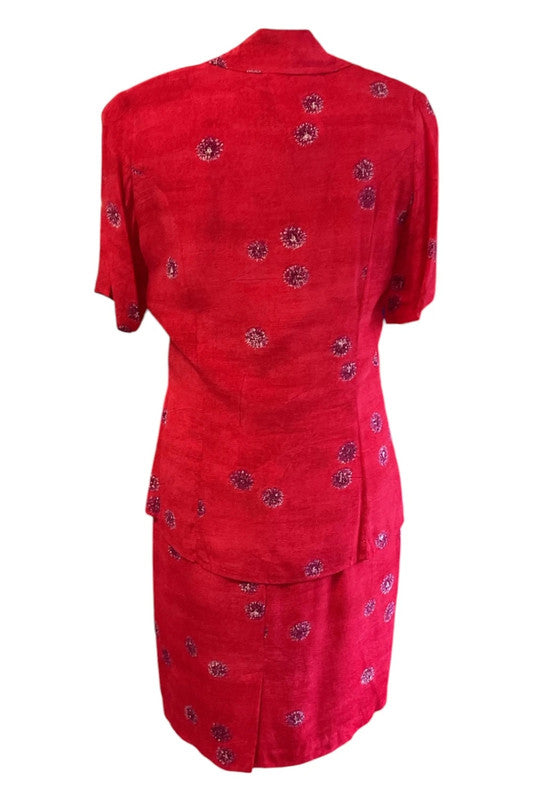 Jenny D Two pieces set red print size 10 9860PRP