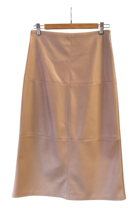 Gallery Skirt beige faux leather size 8 9871MG
