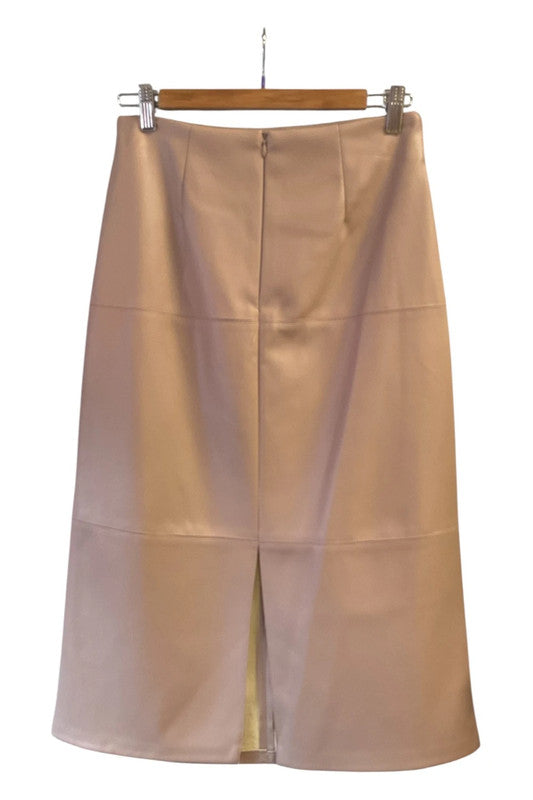 Gallery Skirt beige faux leather size 8 9871MG