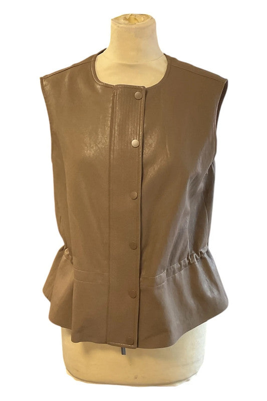 M&S Jacket sleeveless foux  leather size S 9861MG