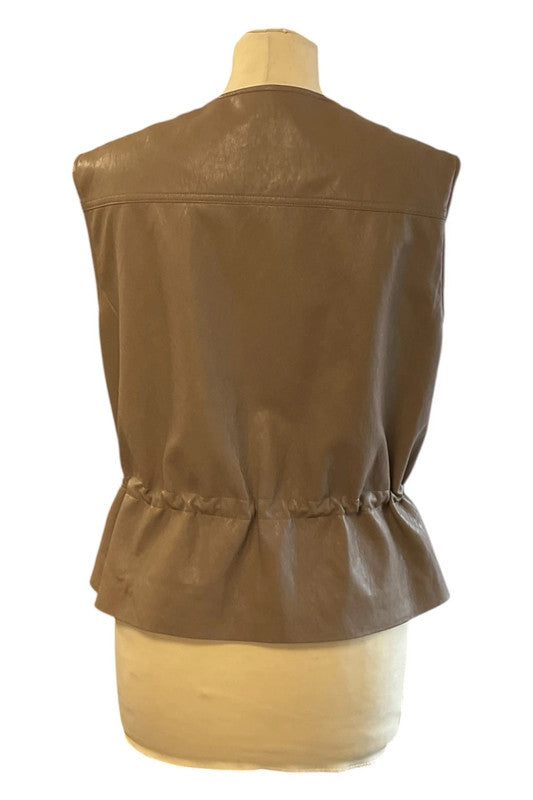 M&S Jacket sleeveless foux  leather size S 9861MG