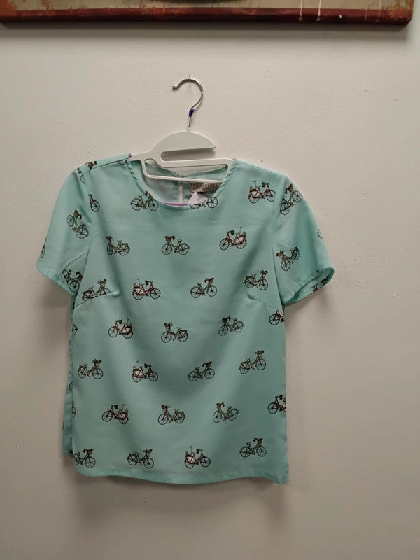 Sugarhill Top Mint print Sz 8 9922AMU