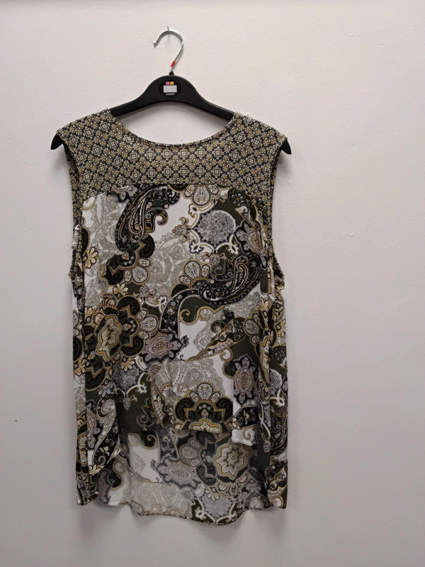 Wallis Top Olive Print Sz 16 9939AMK