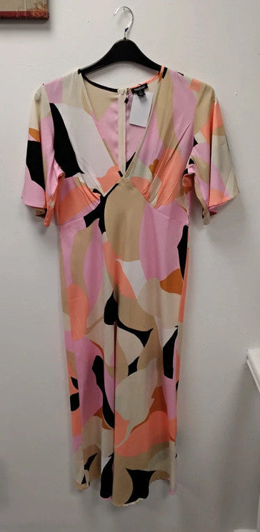 Boohoo Dress Pink Multi Sz 14 9929AFO