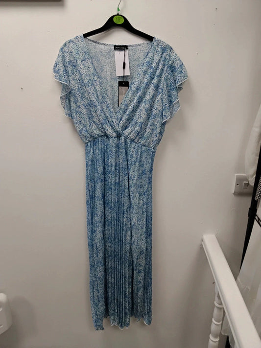 Papillonne Dress Blue Print Sz M 9930AFD