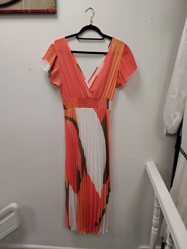 No brand Dress Orange Print Sz 12 9936JC