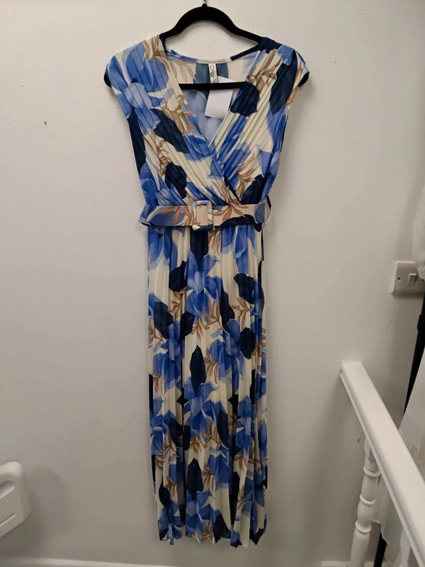New Collection Dress Blue Print Sz M 9934JC