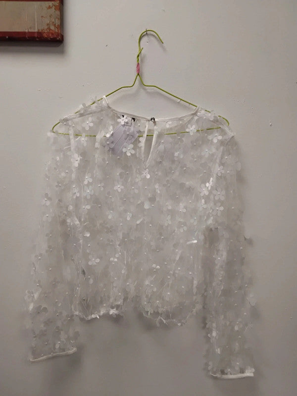 Next Sheer Top White Sz 12 9932JC