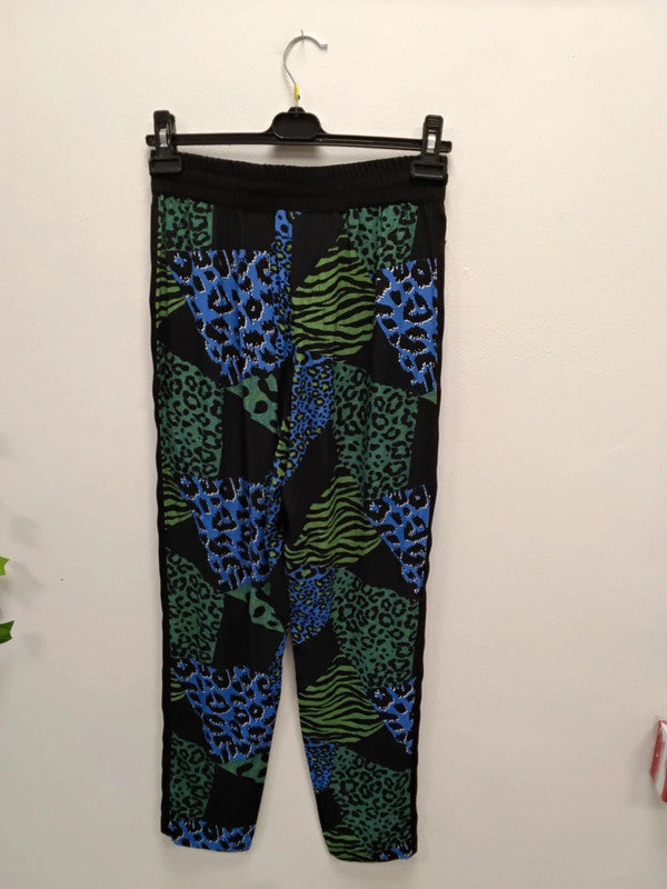 Topshop Trousers Black Print Sz 6 9924AMU