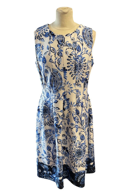 Kate and Lily dress white and blue, size 12, 9974JMG