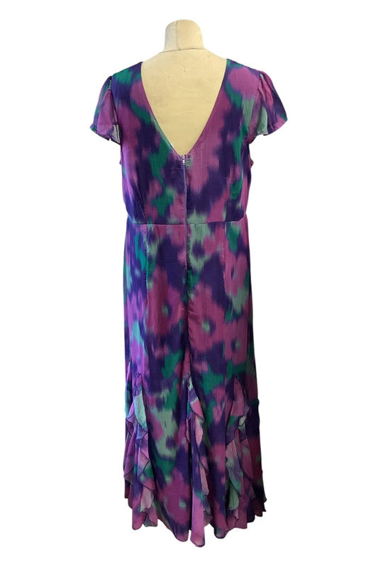 London dress purple and green, size 16, 9959AMU