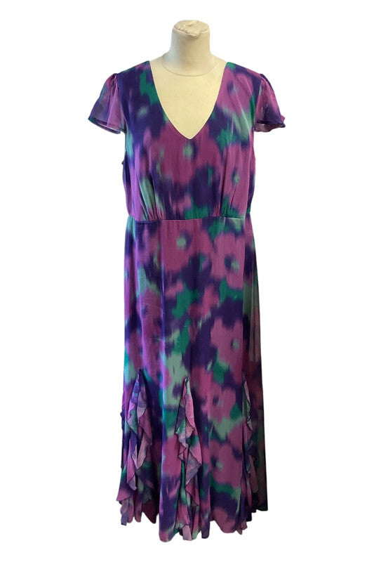 London dress purple and green, size 16, 9959AMU