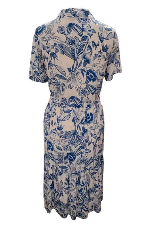 F&F Dress White Print Sz 8 9979BBI