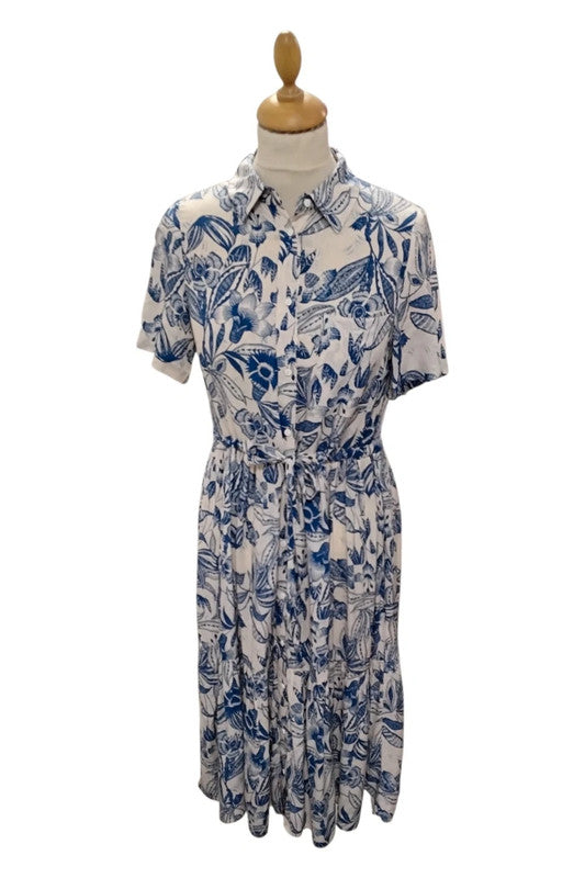 F&F Dress White Print Sz 8 9979BBI