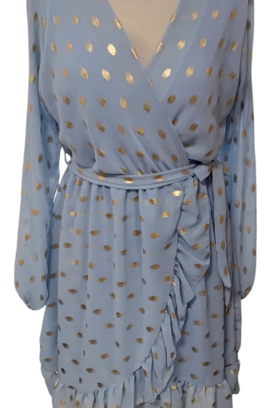 No Brand Dress Light Blue&Gold Dress Sz S 10008ANN