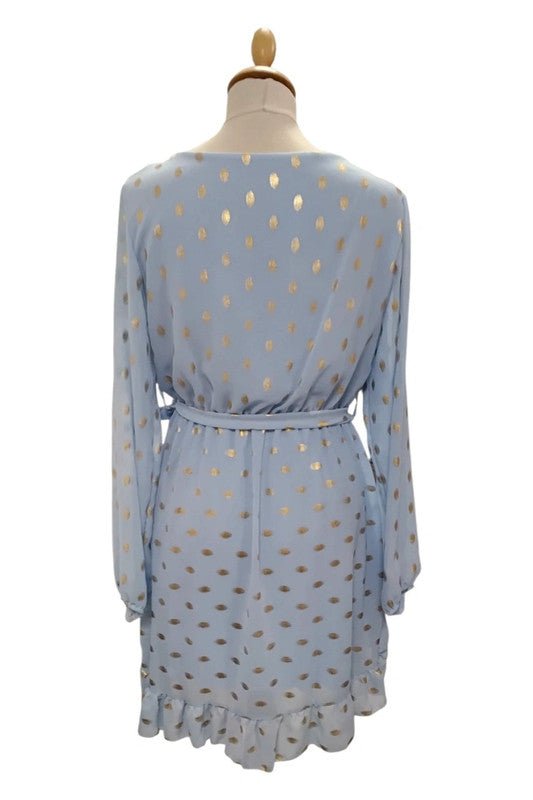 No Brand Dress Light Blue&Gold Dress Sz S 10008ANN