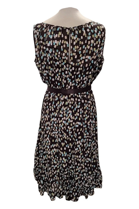 Sandra Darren Dress Brown Print Sz 10 9996ANN