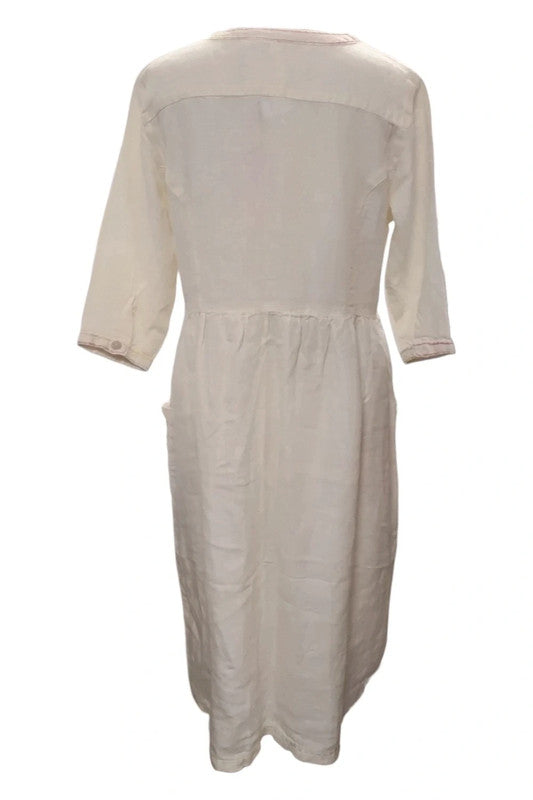 Alessia Massimo Dress 100%Linen Cream Sz S/M 10002ANN