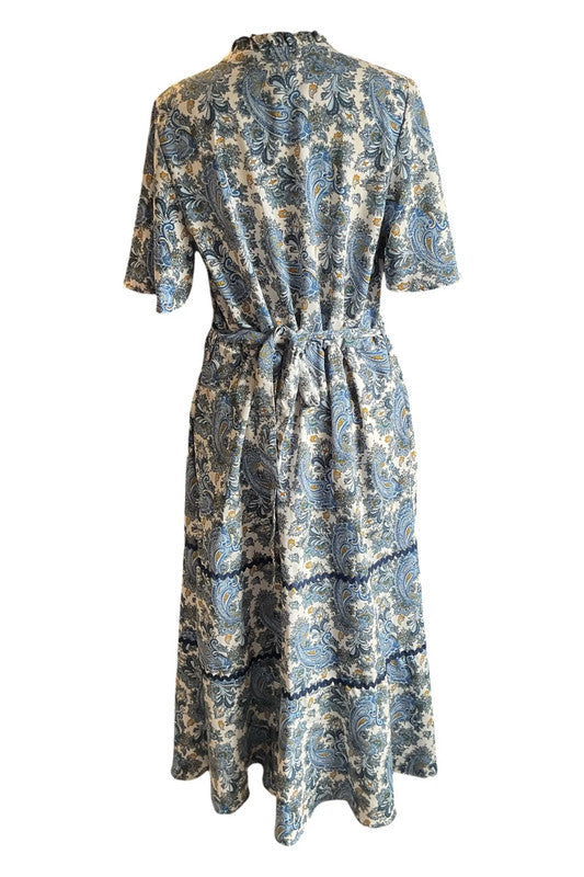Next Dress blue print size 12 10058KG