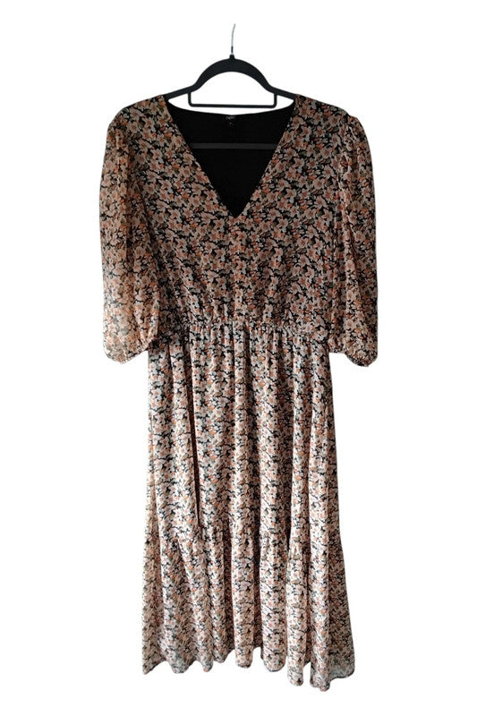 Next Dress Black Print Sz14 10056KG