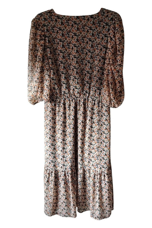 Next Dress Black Print Sz14 10056KG