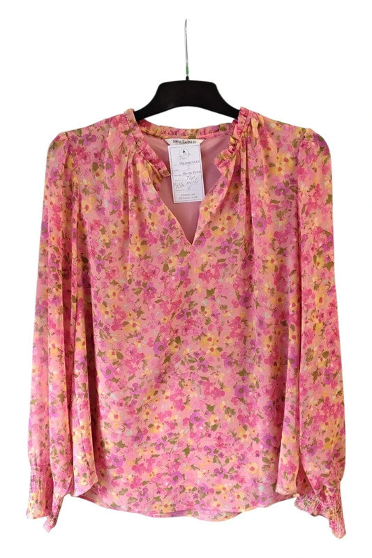 Marina Kaneva top pink and multicolor Size S 10064OMC