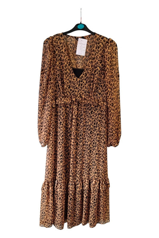 New Look dress brown print Size 12 10066OMC