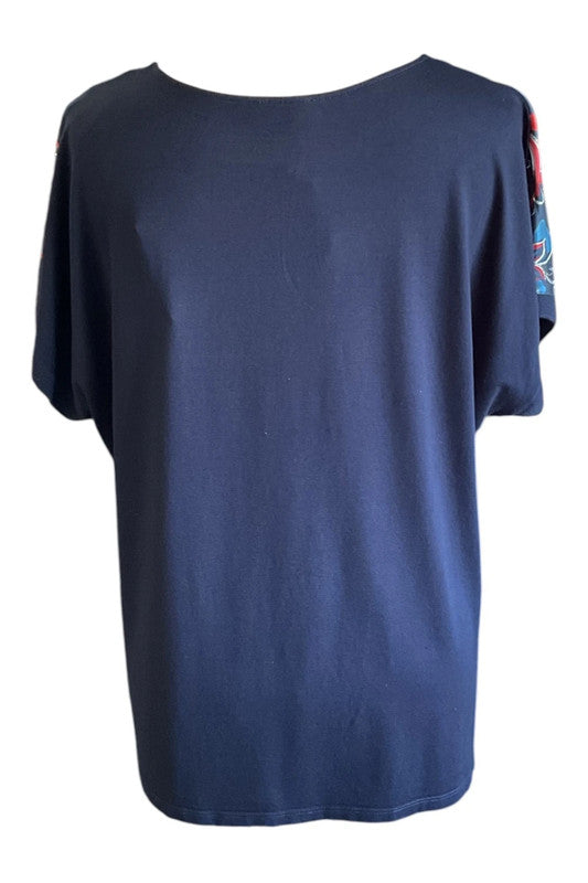 TR TR Top navy blue with print size 14 5079CS